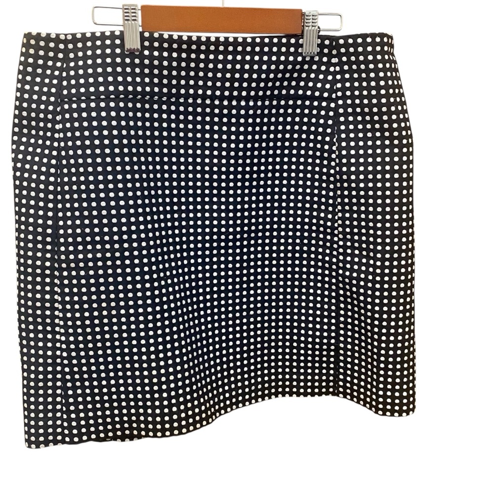 Loft Black and White Polka Dot Lined Classic‎ Tailored Pencil Skirt Size 12